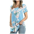 thumbnail image 1 of Patlollav Summer Saving Plus Size Womens Crew-Neck Short Sleeve Print Tops Hide Belly Tunic Shirts Dressy Casual Flowy Blouse, 1 of 6