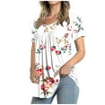 thumbnail image 1 of Pntutb Womens Plus Size Crew-Neck Short Sleeve Print Tops Hide Belly Tunic Shirts Dressy Casual Flowy Blouse White XL, 1 of 6