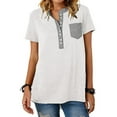 thumbnail image 1 of Pntutb Womens Plus Size Fashion Summer Short Sleeve Workwear Pocket Ecg Print Tops, 1 of 6