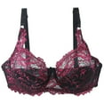 thumbnail image 1 of Pntutb Womens Plus Size Lace with Steel Ring Solid Color Sexy Double Breasted Push Up Bra, 1 of 5