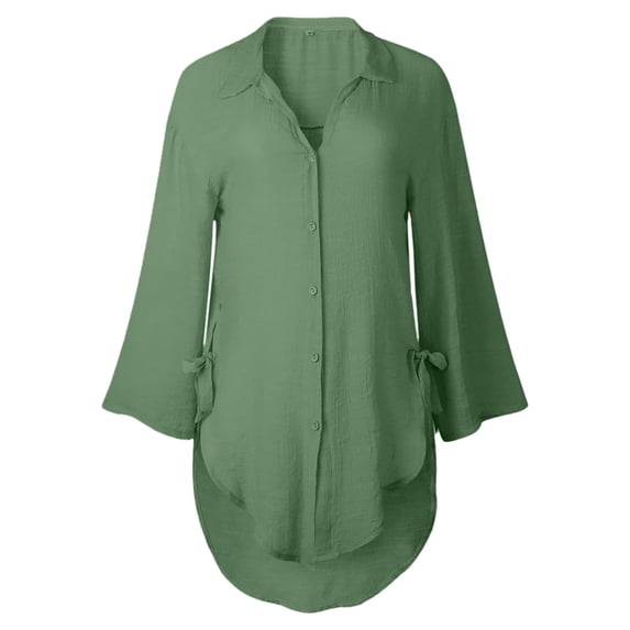 Pntutb Womens Plus Size Loose Button Long Shirt Dress Cotton Ladies Casual Tops T-Shirt Blouse
