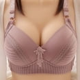 thumbnail image 1 of Pntutb Womens Plus Size Solid Color Fashion Bowknot Comfortable Hollow Out Bra Underwear No Rims Purple XXL, 1 of 5