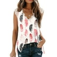 thumbnail image 1 of Pntutb Womens Plus Size V-Neck Sleeveless Lace Blouse T-Shirt Floral Printing Loose Tops, 1 of 6