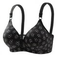 thumbnail image 1 of Pntutb Womens Plus Size Women Print Gathered Together Daily Bra Underwear No Rims Black L, 1 of 5