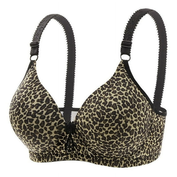 Pntutb Womens Plus Size Women Print Gathered Together Daily Bra Underwear No Rims Wine L