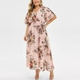 thumbnail image 1 of Pntutb Womens,Plus Size Women's Floral Print V-Neck Short Sleeve Casual Dress, 1 of 6