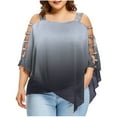 thumbnail image 1 of Pntutb Womens,Plus Size Women's Ladder Cut Overlay Asymmetric Blouse Strapless Tops, 1 of 3