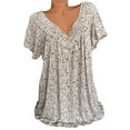 thumbnail image 1 of Pntutb Womens,Plus Size Women's Short Sleeves V-Neck Print Blouse Pullover Tops Shirt, 1 of 6