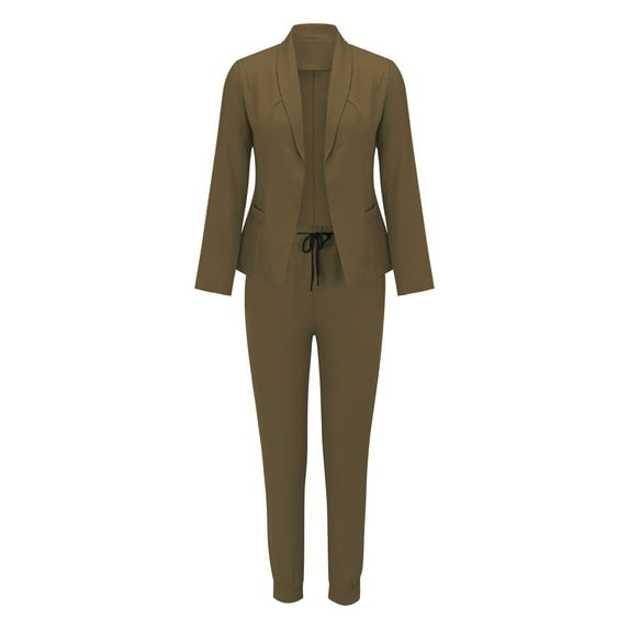 Pntutb Womens Sets Clearance,Ladies Long Sleeve Solid Suit Pants Casual Elegant Business Suit