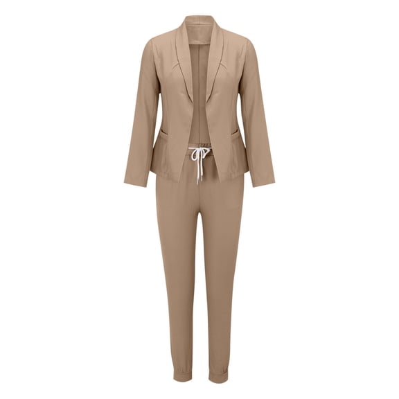Pntutb Womens Sets Clearance,Ladies Long Sleeve Solid Suit Pants Casual Elegant Business Suit