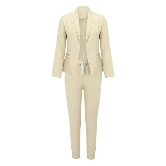 Pntutb Womens Sets Clearance,Ladies Long Sleeve Solid Suit Pants Casual Elegant Business Suit