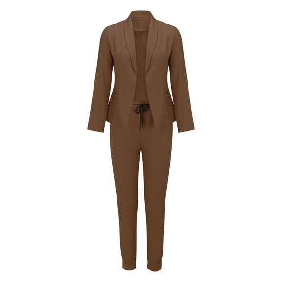Pntutb Womens Sets Clearance,Ladies Long Sleeve Solid Suit Pants Casual Elegant Business Suit