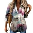 thumbnail image 1 of Pntutb Womens,Shirt Women's Long Sleeve Blouse Blouse Print Tops Bussiness Casual Lapel Tops Purple M, 1 of 6