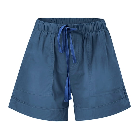 Patlollav Womens Plus Size Women Shorts Comfy Casual Elastic Waist Pocket Loose Pants