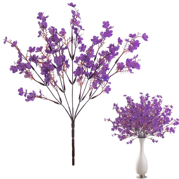 Otvok 5-Forked Starlet Simulation Flower Wedding Hand Holding Flower for Spring Summer Garden Patio Window Box Office Table Kitchen Home Decor Purple