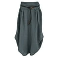 thumbnail image 1 of Pntutb Womens Skirt Clearance,Summer Women's Fashion Casual Solid Loose Sashes Mid-Calf Cotton Linen Skirt Rollback, 1 of 5