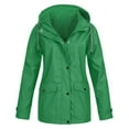 thumbnail image 1 of Womens Solid Rain Jacket Outdoor Plus Size Waterproof Hooded Raincoat Windproof, 1 of 6
