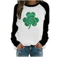 thumbnail image 1 of Pntutb Womens Spring Patchwork St. Patricks Day Print Long Sleeve Round Neck Casual Tee Tops, 1 of 3
