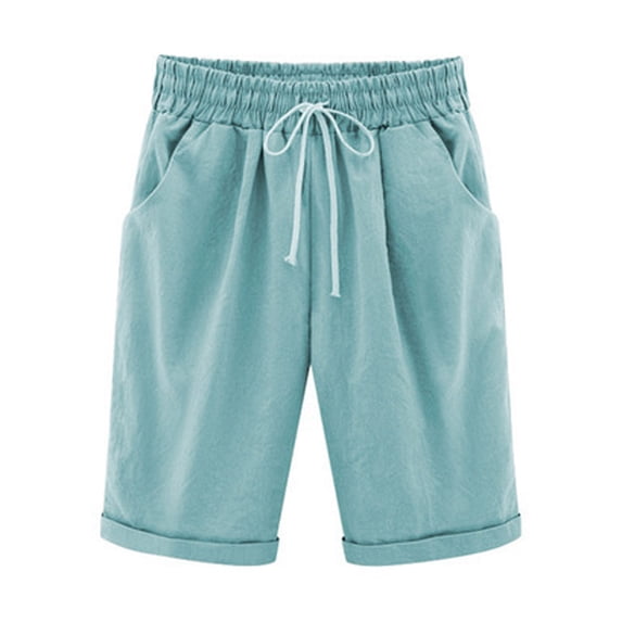Pntutb Womens Summer Shorts Solid Five Points Plus Size Pants on Clearance