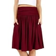 thumbnail image 1 of Pntutb Womens Summer Skirts Solid Color Pleated Flowing Knee-Length Half-Body Skirt, 1 of 5