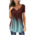 thumbnail image 1 of Pntutb Womens Summer Tunic Tops Short Sleeve Casual V Neck Hide Belly Tee Blouses, 1 of 6