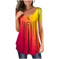 thumbnail image 1 of Pntutb Womens Summer Tunic Tops Short Sleeve Clearance Casual V Neck Hide Belly Tee Blouses, 1 of 6