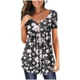 thumbnail image 1 of Pntutb Womens Summer Tunic Tops Short Sleeve Casual V Neck Hide Belly Tee Blouses, 1 of 6