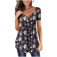 thumbnail image 1 of Pntutb Womens Summer Tunic Tops Short Sleeve Clearance Casual V Neck Hide Belly Tee Blouses, 1 of 6
