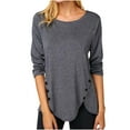 thumbnail image 1 of Patlollav Womens T-Shirt Fashion Solid Loose Long Sleeve Blouse Round-Neck Casual Tops, 1 of 5