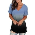 thumbnail image 1 of Pntutb Womens T-Shirt Gradient Print Blouses V-Neck Short Sleeve Loose Tops, 1 of 6
