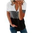 thumbnail image 1 of Pntutb Womens T-Shirts Clearance,Women's Casual Patchwork V-Neck Loose Short Sleeve Pullover Tops, 1 of 6