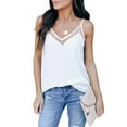 thumbnail image 1 of Pntutb Womens Tops,Women V-Neck Tank Tops Strap Lace Patchwork Summer Solid Sleeveless Vest, 1 of 5