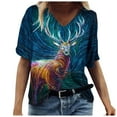 thumbnail image 1 of Pntutb Womens Tshirts,Fashion Woman Summer Print Short Sleeve V-Neck Tshirt Casual Tee Tops, 1 of 4