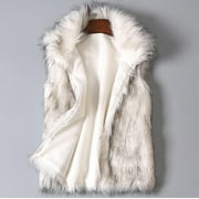 Pntutb Womens Wool Vest Faux Fur Vest Stand Collar Faux Coat Vest Jacket