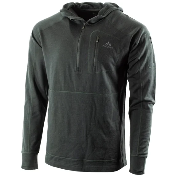 Pnuma Outdoors Merino Gunnison Hoodie, Beluga, 300gsm, Merino Wool, Zippered Pockets, Kangaroo Pocket, Thumb-Holes, Flat Lock Seams, Size S (GU-HD-BE-S)