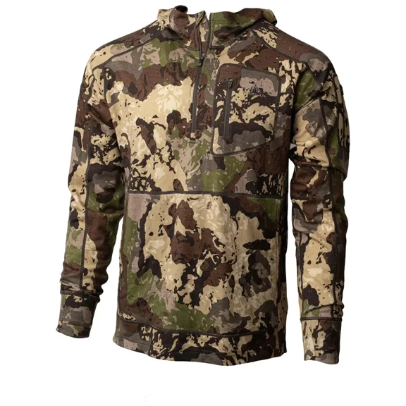 Pnuma Outdoors Merino Wool Gunnison Hoodie, Caza Camo, 2XL, Warm and Breathable Hunting Apparel (P905CXX)