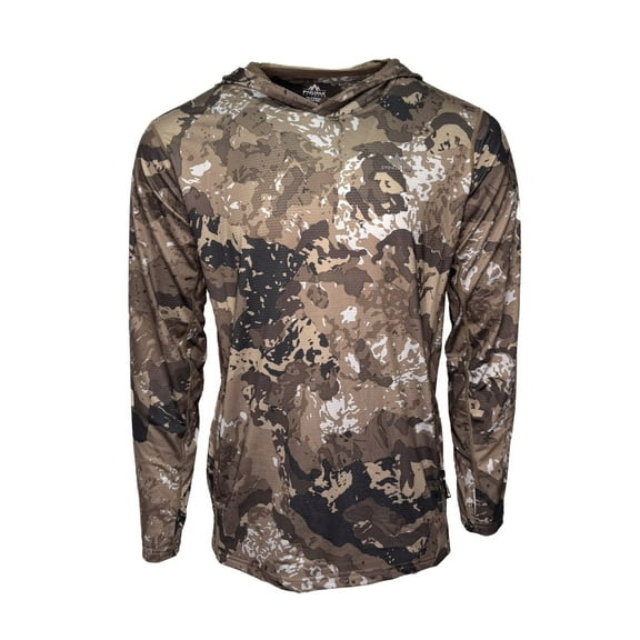 Pnuma Outdoors Renegade Hoodie Caza, Built-In Face Mask, Breathable 4-Way Stretch, UPF 50+ Sun Protection, Odor Control, Camo Design (RG-HD-OV-M)