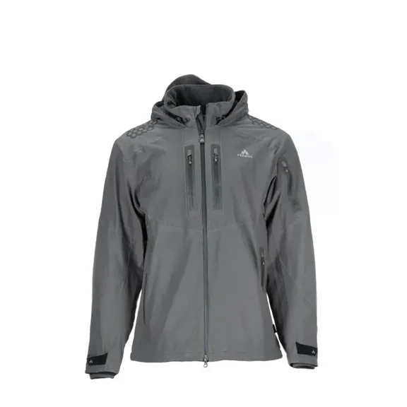 Pnuma Outdoors Selkirk Jacket, Beluga, Waterproof, Anti-Microbial, Quiet Softshell, Adjustable Hood, Safety Harness Port, Medium (SK-JK-BE-M)
