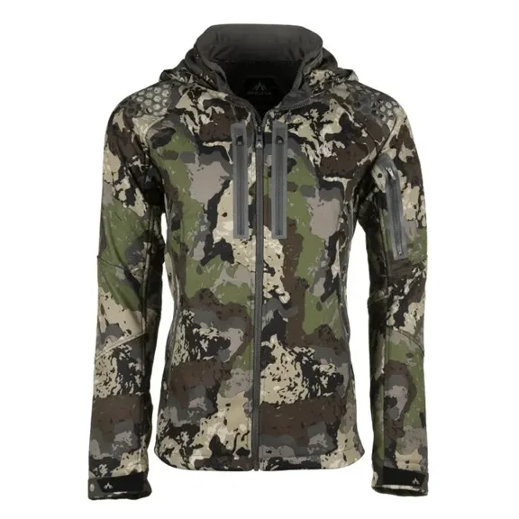 Pnuma Outdoors Waypoint Caza Jacket, Windproof, Water Repellent, Anti-Odor, Camo, Removable Hood, 5 Pockets, Size L (WP-JK-CZ-L)