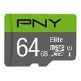 thumbnail image 1 of Pny P SDU64U185EL GE 64GB Elite microSDXC Card CL 10 85MB/s with Adapter, 1 of 4