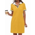 thumbnail image 1 of Po-Lo Dresses for Women Short Sleeve Tennis Golf Dress V Neck Summer Casual Dress with Pocket Yellow M, 1 of 7