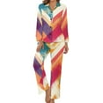 thumbnail image 1 of PoBuds Women's Long Sleeve Flannel Pajama Set Sleepwear Colorful Geometry S, 1 of 5