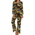 thumbnail image 1 of PoBuds Women's Long Sleeve Flannel Pajama Set Sleepwear Peacock L, 1 of 5