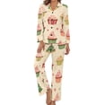 thumbnail image 1 of PoBuds Women's Long Sleeve Flannel Pajama Set Sleepwear Snow Cake Gift Christmas L, 1 of 5