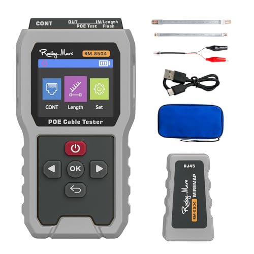 PoE Cable Tester, IEEE 802.3af/at/bt Compliant Network Tester with Port Flash Detection, Cable Length Meter, Continuity Test for CAT5 CAT6, 1500mAh Battery$$other