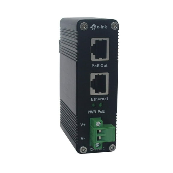 PoE Injector - Industrial Gigabit PoE+ Injector IEEE802.3 at 30W Hardened POE Adapter with 12-48V DC Input DIN- Rail, Wall Mount