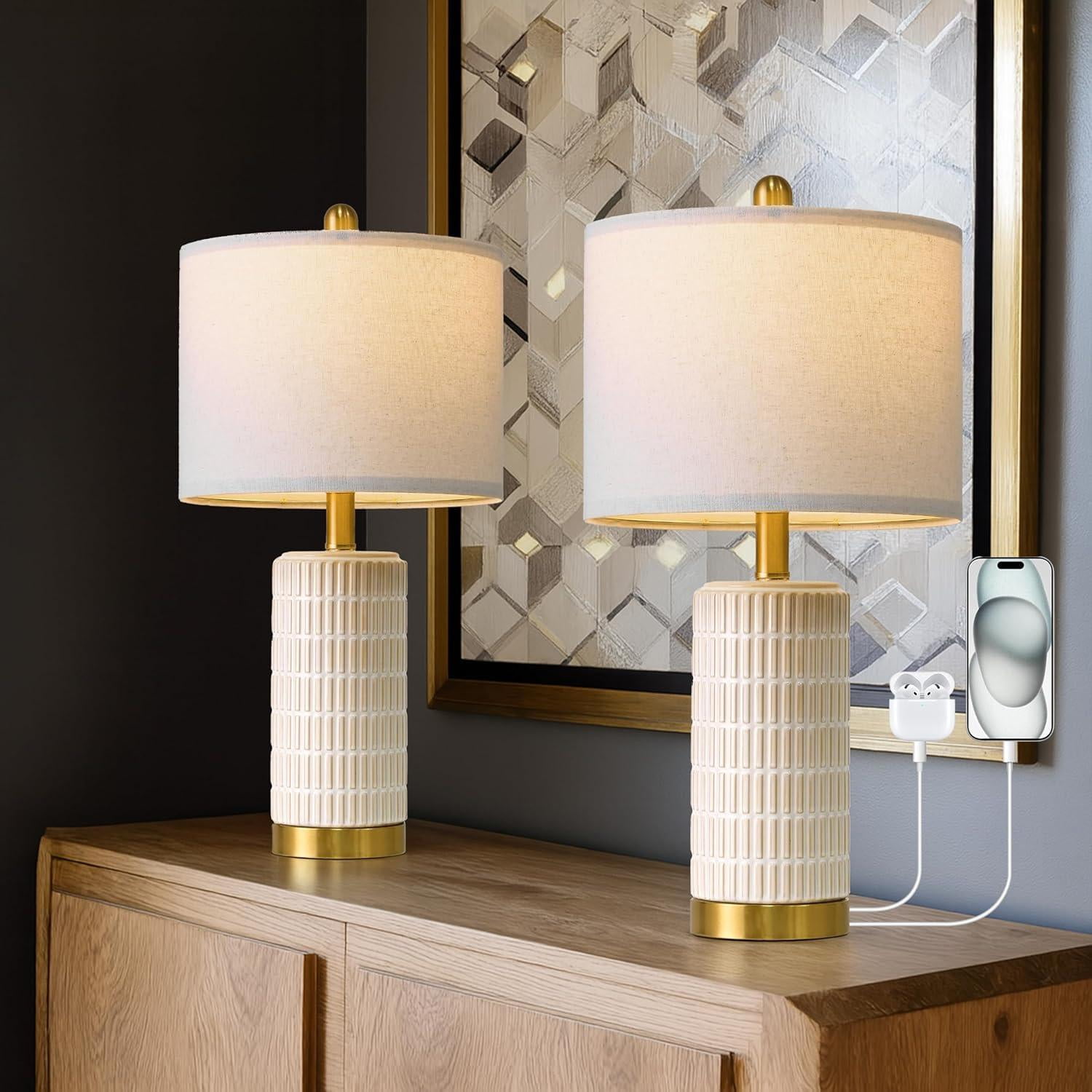 Touch Bedside Lamps With Usb Ports Set Of PoKat 24'' Touch Bedside