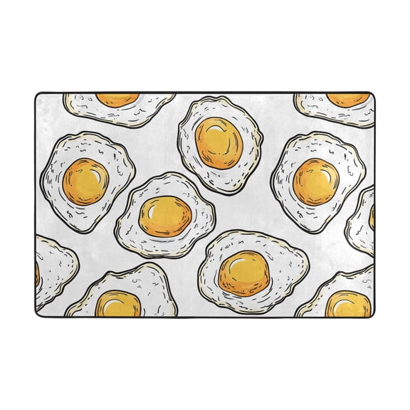 Poached Eggs Pattern Rug 36x24in Memory Foam Absorbent Non Slip Plush for Bathroom Kitchen Entryway