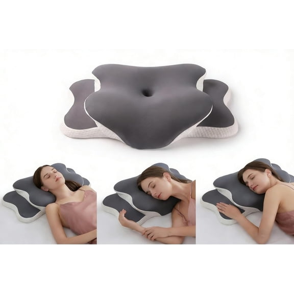 Poalid Deep Sleep Neck Support Pillow, Ergonomic Memory Foam for Side & Back Sleepers Cervical Pain Relief, Spine Alignment, Hypoallergenic & Odor-Free, Classic Size, Starry Gray
