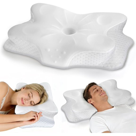 Poalid Ergonomic Cervical Pillow for Neck Pain Relief, Memory Foam Orthopedic Bed Pillow for Side, Back, and Stomach Sleepers, Adjustable Height with Removable Cooling Washable Cover